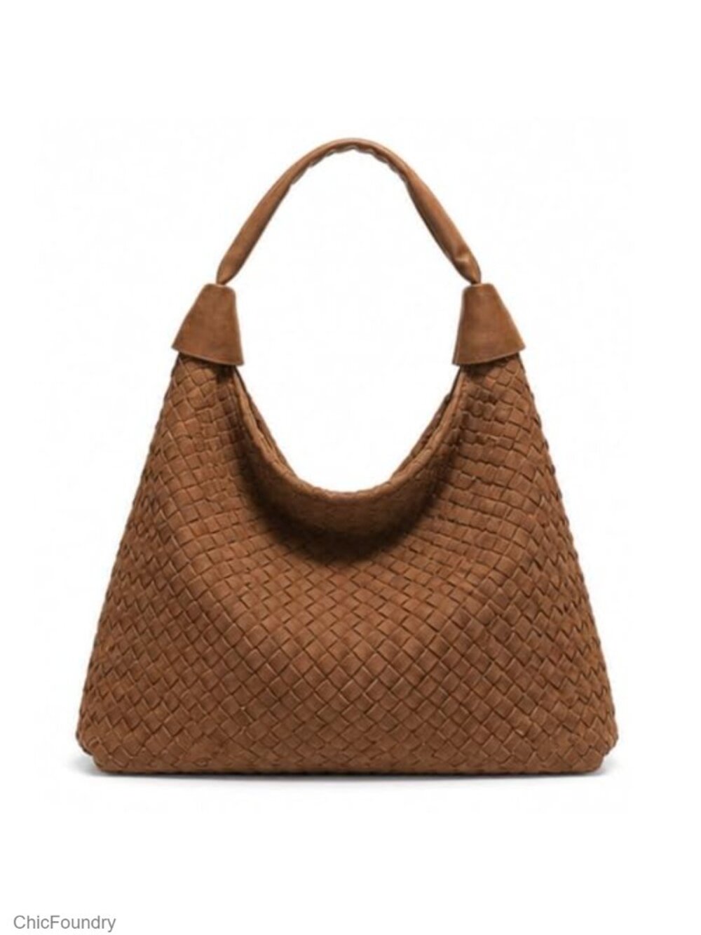 Woven Suede Slouchy Hobo Tote Bag Vegan Leather Women's Shoulder Purse
